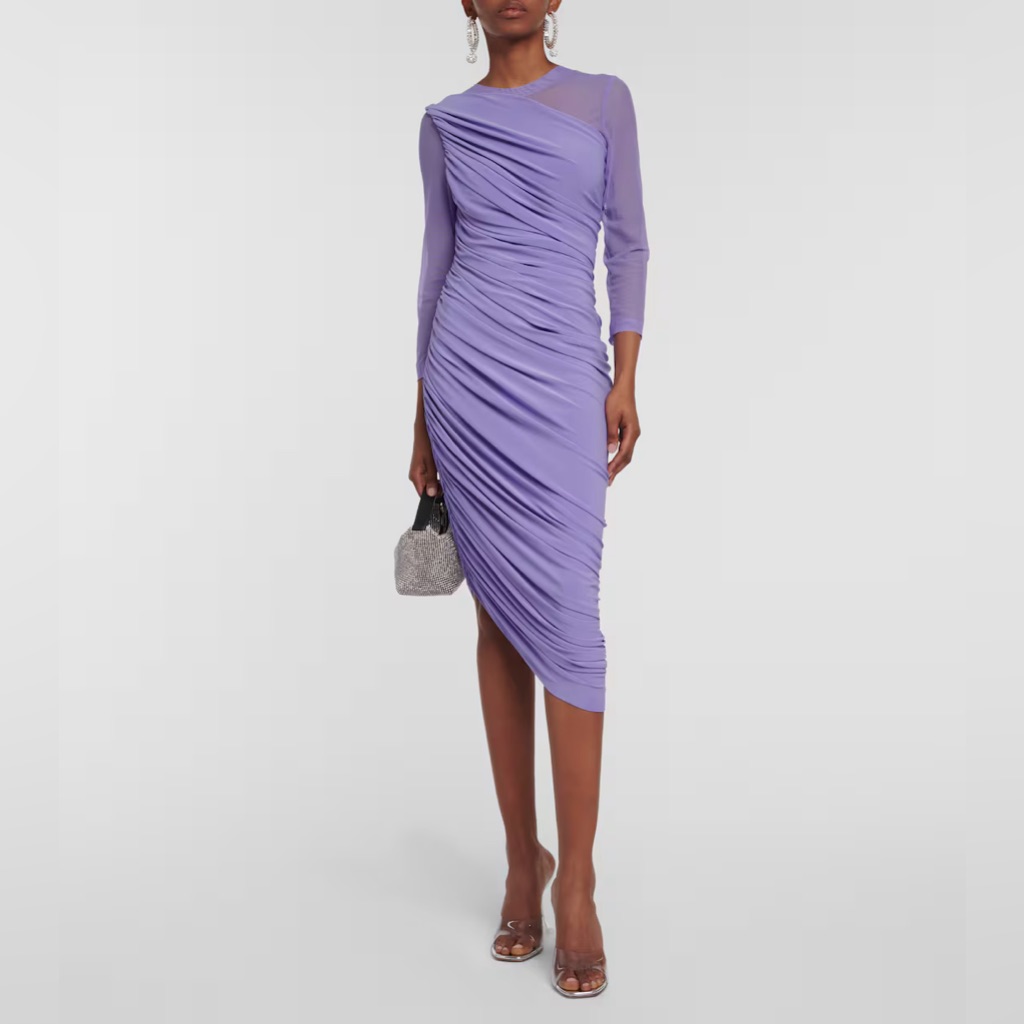 Norma Kamali Long Sleeve Diana Dress In Lilac Xxs